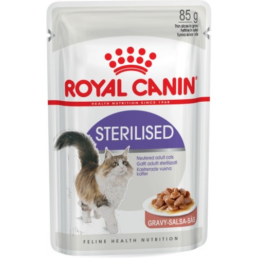پوچ رویال کنین مخصوص گربه بالغ عقیم شده در شیره گوشت / 85 گرمی/ Royal Canin Sterilised in Gravy